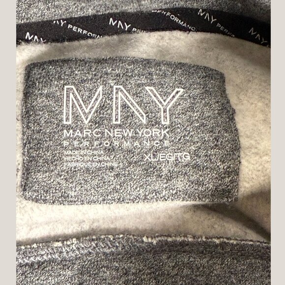 Women's Marc NY Performance Gray Gold Stripe Cowl Neck Sweatshirt, XL - Picture 4 of 7